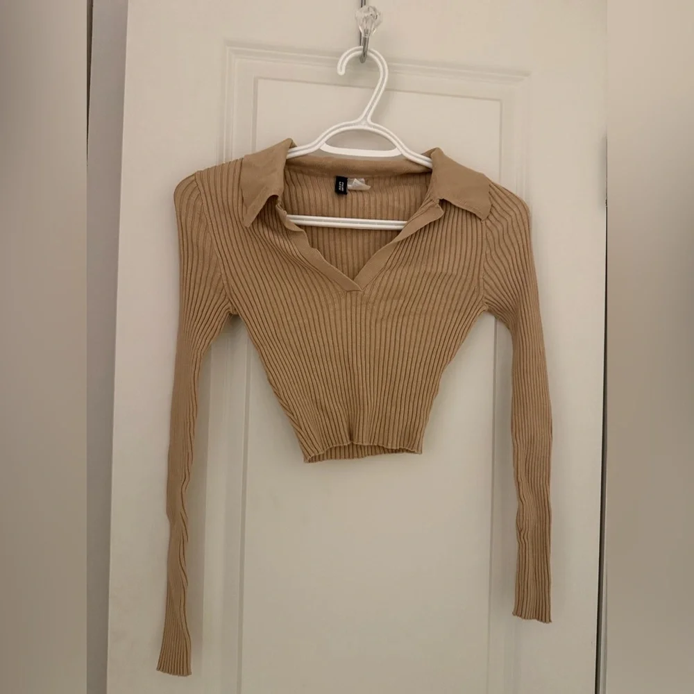 H&M Ribbed Tan Long Sleeve Top - Picture 1 of 2